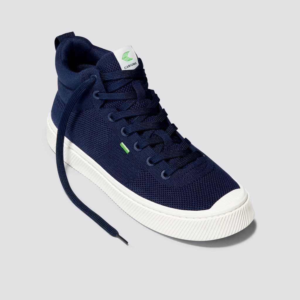 IBI HIGH Cariuma High Top Bamboo Weave Knit Vegan Bleu Marine Homme | VRK-0444051